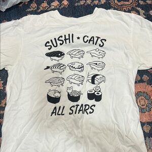 Sushi Cats All Stars Graphic Cat T-Shirt - White